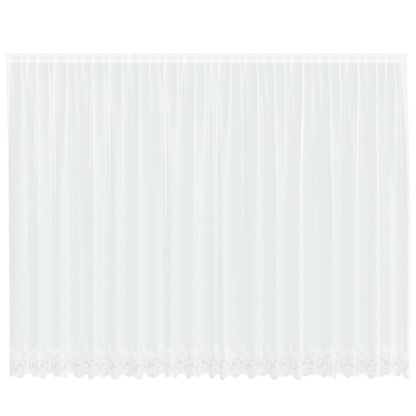 vidaXL Spitzenvorhang mit Vorhängen Floral Weiß 220 x 500 cm Polyester