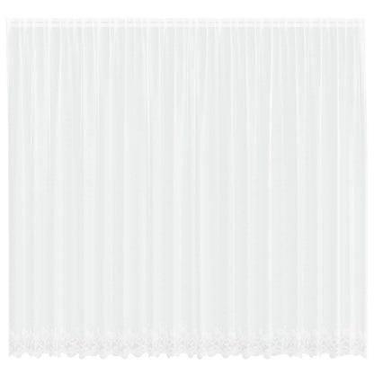 vidaXL Spitzenvorhang mit Vorhängen Floral Weiß 260 x 500 cm Polyester
