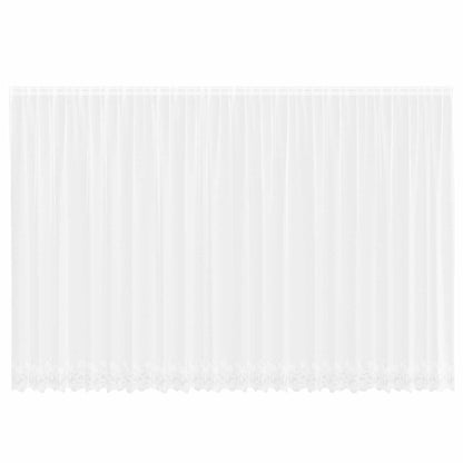 vidaXL Spitzenvorhang mit Vorhängen Floral Weiß 245 x 600 cm Polyester