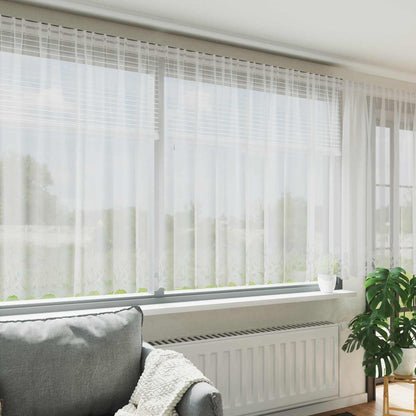 vidaXL Spitzenvorhang mit Vorhängen Floral Weiß 160 x 750 cm Polyester