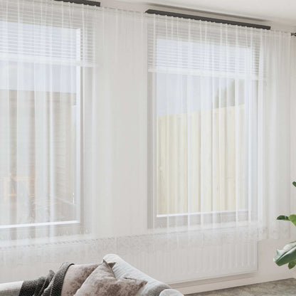 vidaXL Spitzenvorhang mit Vorhängen Floral Weiß 260 x 900 cm Polyester