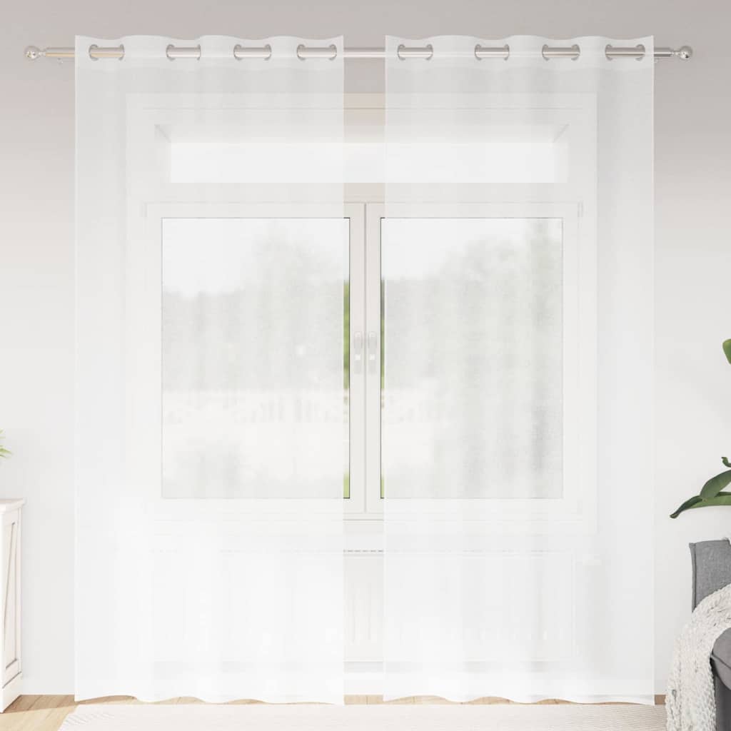 vidaXL Voile-Vorhang mit Vorhängen 2 pcs Weiß 225 x 140 cm Polyester