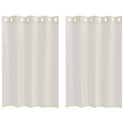 vidaXL Voile-Vorhang mit Vorhängen 2 pcs Creme 140 x 140 cm Polyester