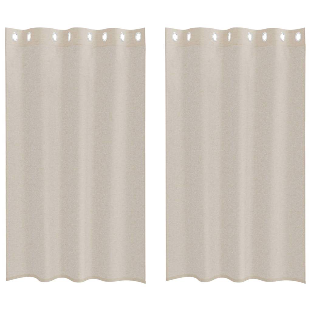 vidaXL Voile-Vorhang mit Vorhängen 2 pcs Sand 175 x 140 cm Polyester