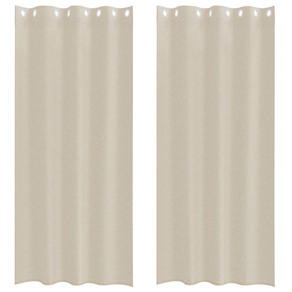 Voile-Vorhang mit Vorhängen 2 pcs Sand 225 x 140 cm Polyester