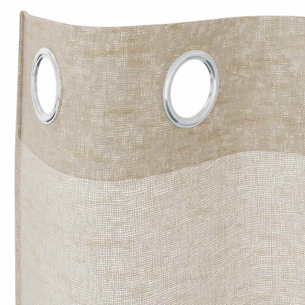vidaXL Voile-Vorhang mit Vorhängen 2 pcs Sand 245 x 140 cm Polyester