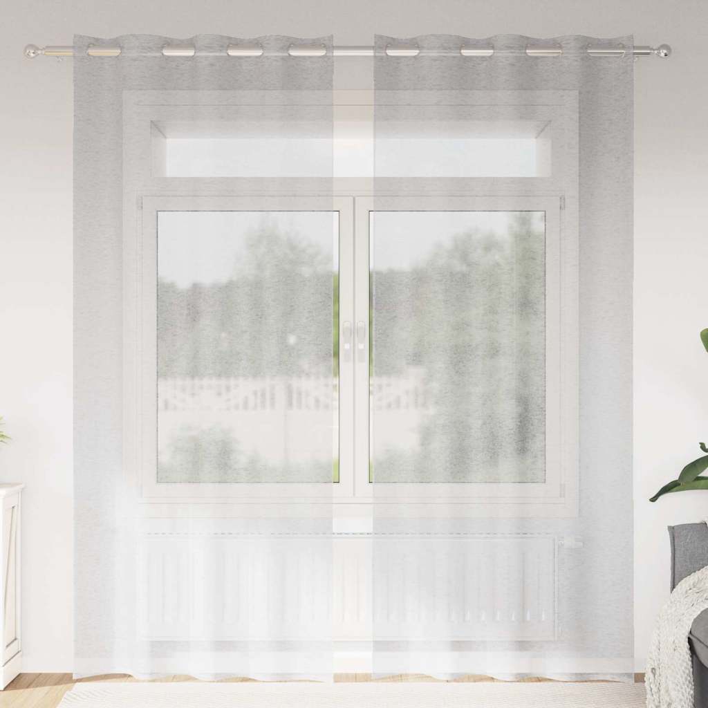 vidaXL Voile-Vorhang 2 pcs Hellgrau 260 x 140 cm Polyester