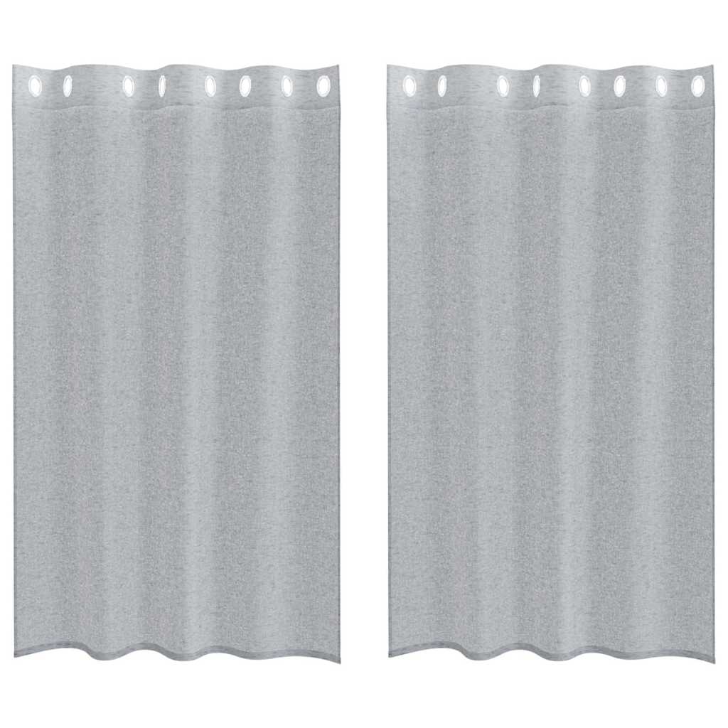 Voile-Vorhang 2 pcs Dunkelgrau 175 x 140 cm Polyester