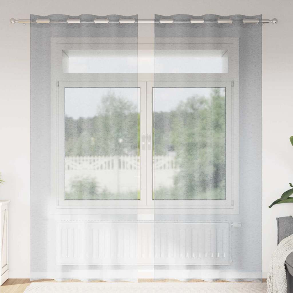 vidaXL Voile-Vorhang 2 pcs Dunkelgrau 225 x 140 cm Polyester