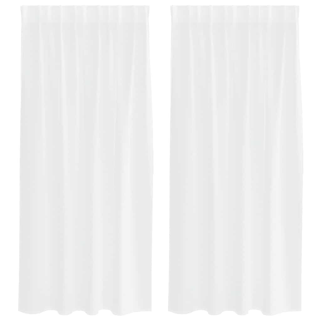 vidaXL Voile-Vorhang mit Vorhängen 2 pcs Weiß 175 x 140 cm Polyester