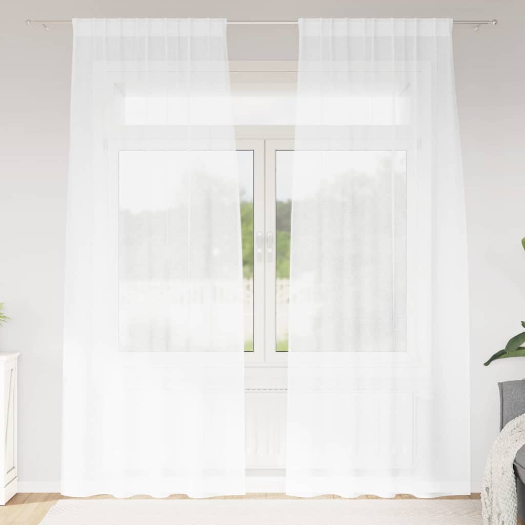 vidaXL Voile-Vorhang mit Vorhängen 2 pcs Weiß 225 x 140 cm Polyester