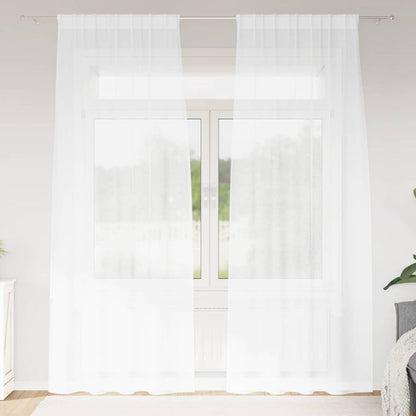 vidaXL Voile-Vorhang mit Vorhängen 2 pcs Weiß 260 x 140 cm Polyester