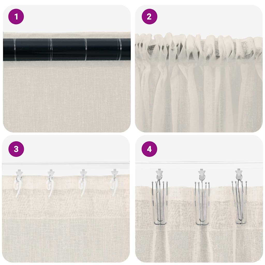 vidaXL Voile-Vorhang mit Vorhängen 2 pcs Creme 225 x 140 cm Polyester