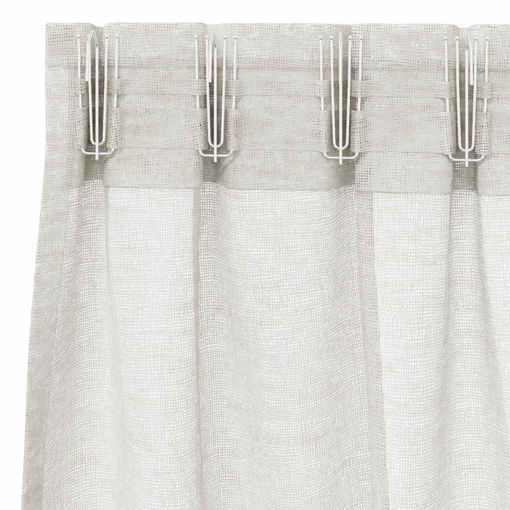 vidaXL Voile-Vorhang mit Vorhängen 2 pcs Creme 260 x 140 cm Polyester