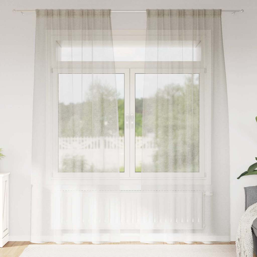 vidaXL Voile-Vorhang mit Vorhängen 2 pcs Creme 260 x 140 cm Polyester