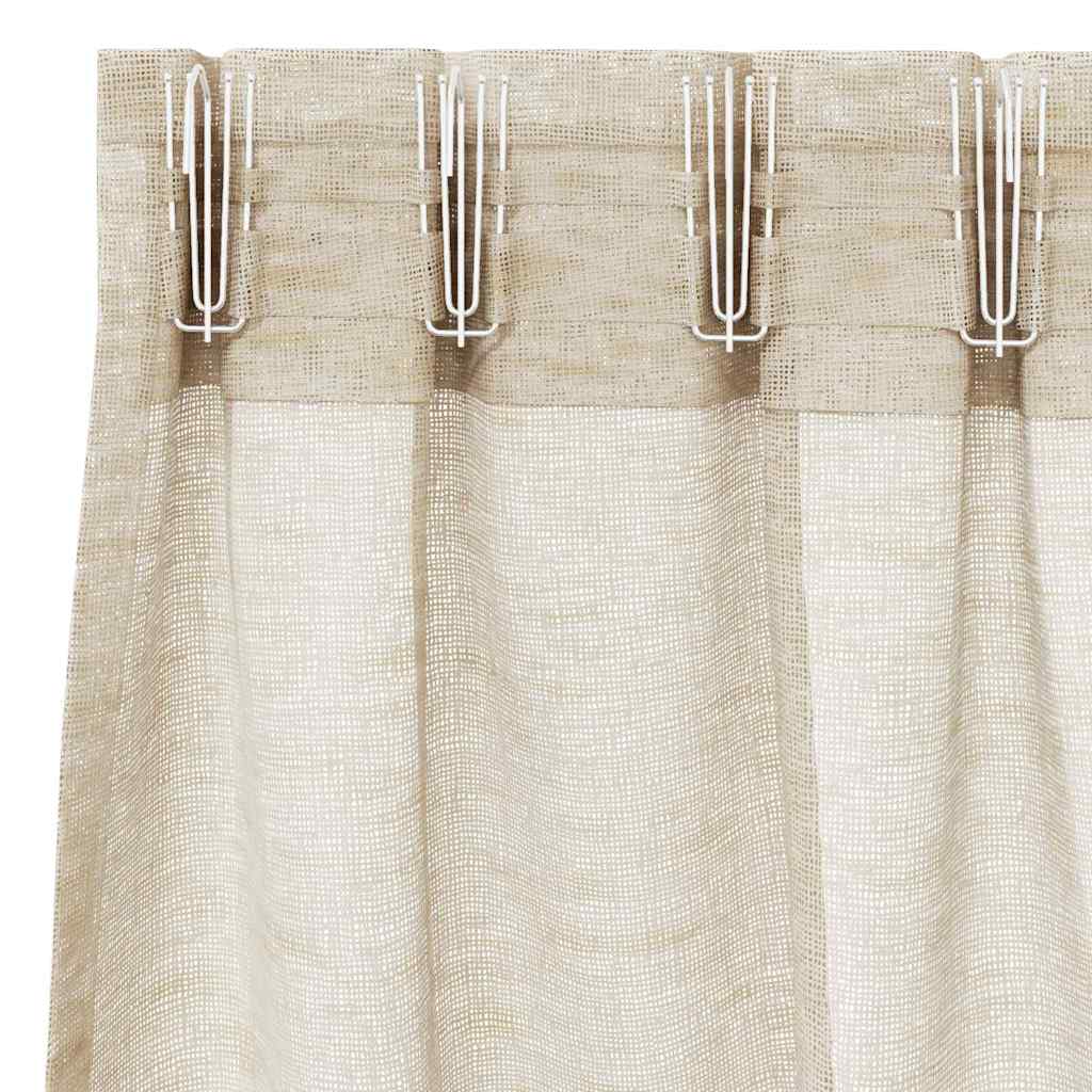 vidaXL Voile-Vorhang mit Vorhängen 2 pcs Sand 140 x 140 cm Polyester