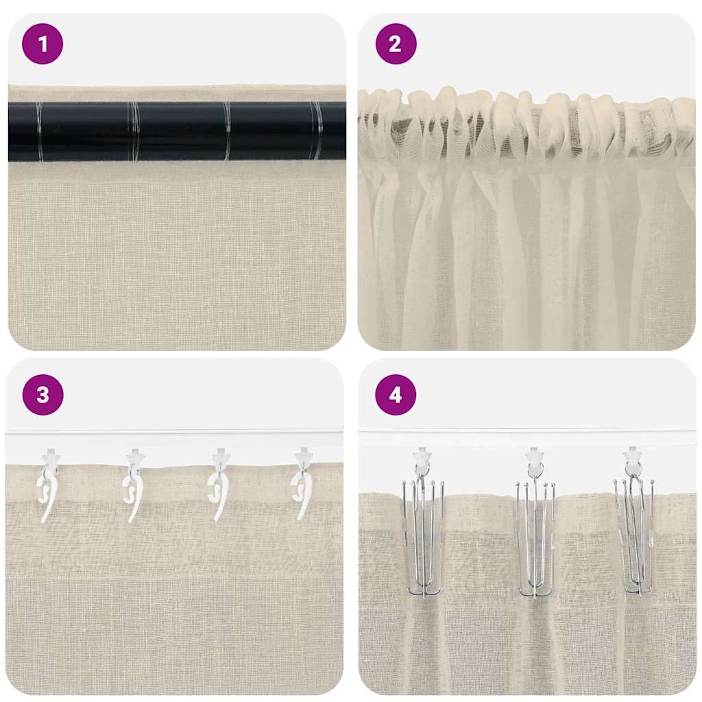 vidaXL Voile-Vorhang mit Vorhängen 2 pcs Sand 140 x 140 cm Polyester