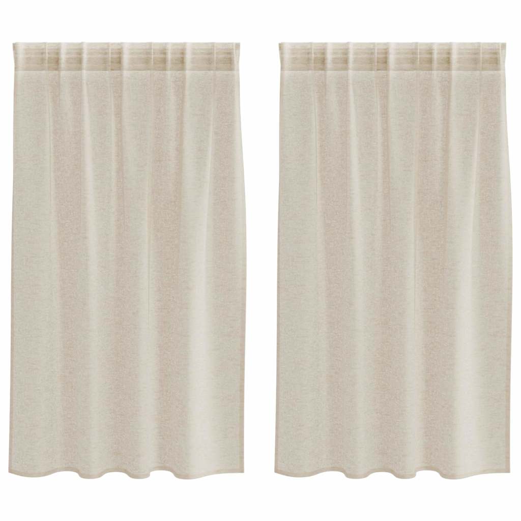 vidaXL Voile-Vorhang mit Vorhängen 2 pcs Sand 140 x 140 cm Polyester