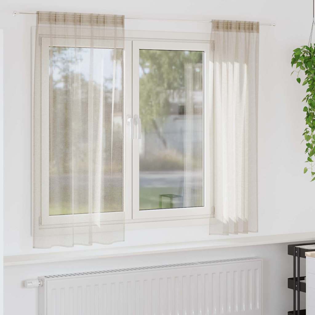Voile-Vorhang mit Vorhängen 2 pcs Sand 175 x 140 cm Polyester