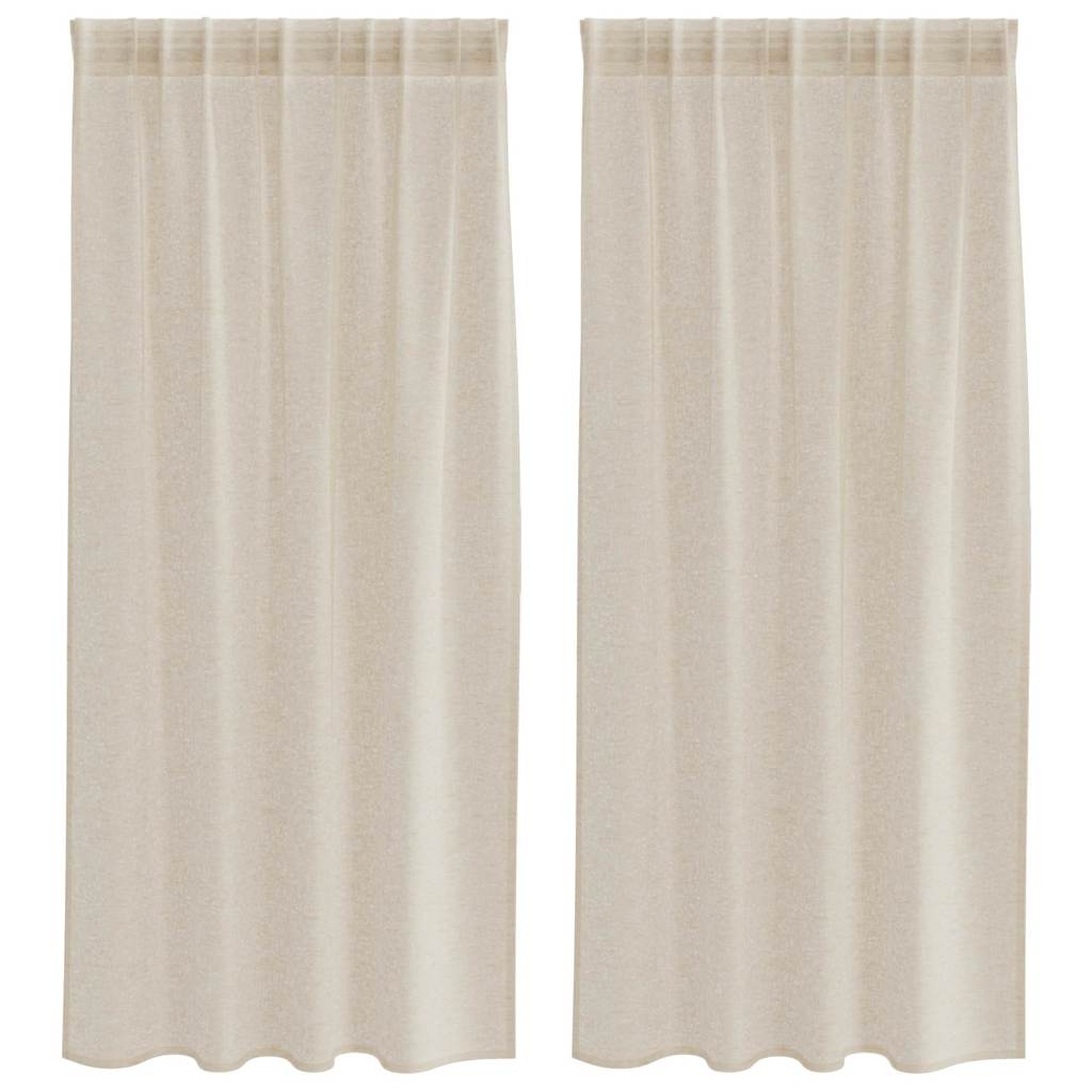 Voile-Vorhang mit Vorhängen 2 pcs Sand 175 x 140 cm Polyester