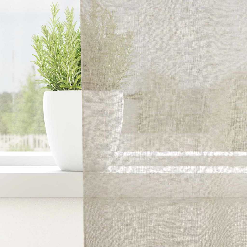 Voile-Vorhang mit Vorhängen 2 pcs Sand 260 x 140 cm Polyester