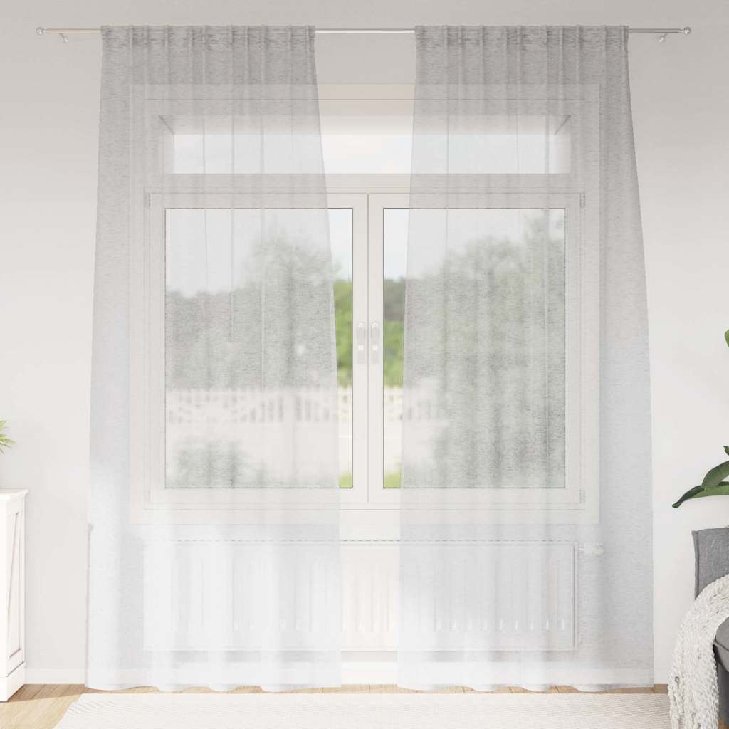 vidaXL Voile-Vorhang 2 pcs Hellgrau 260 x 140 cm Polyester