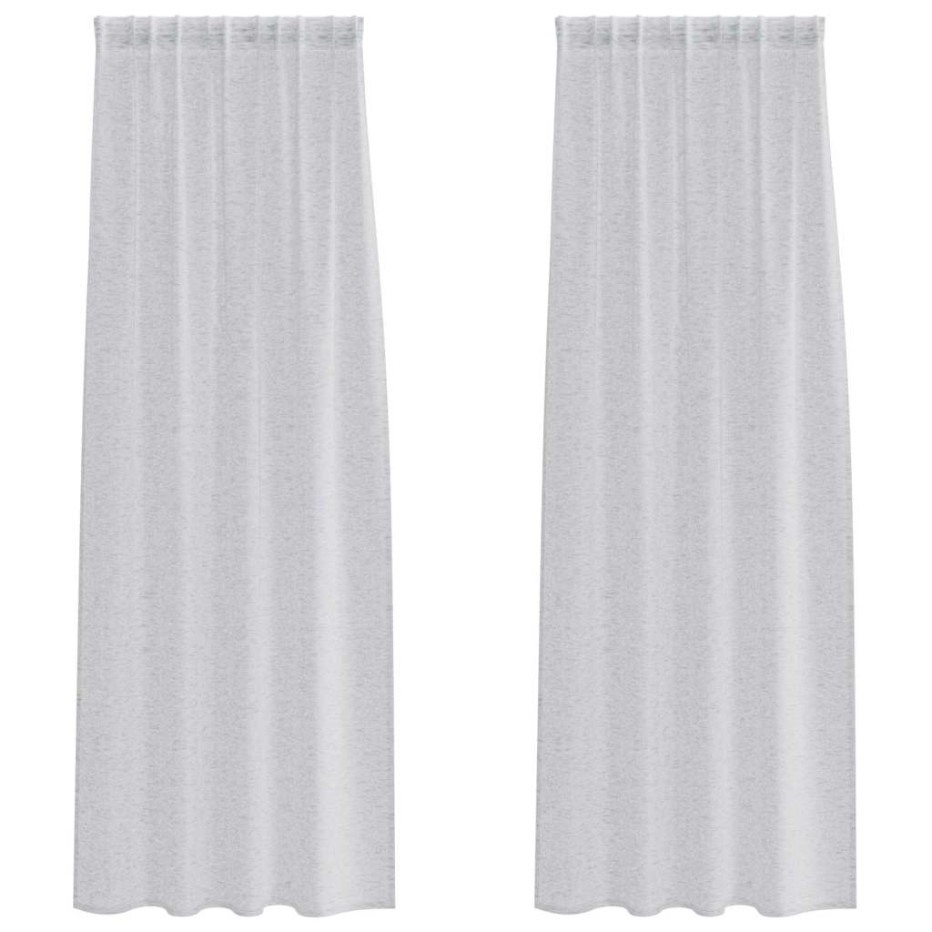 vidaXL Voile-Vorhang 2 pcs Hellgrau 260 x 140 cm Polyester