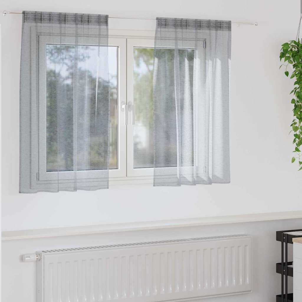 Voile-Vorhang 2 pcs Dunkelgrau 140 x 140 cm Polyester