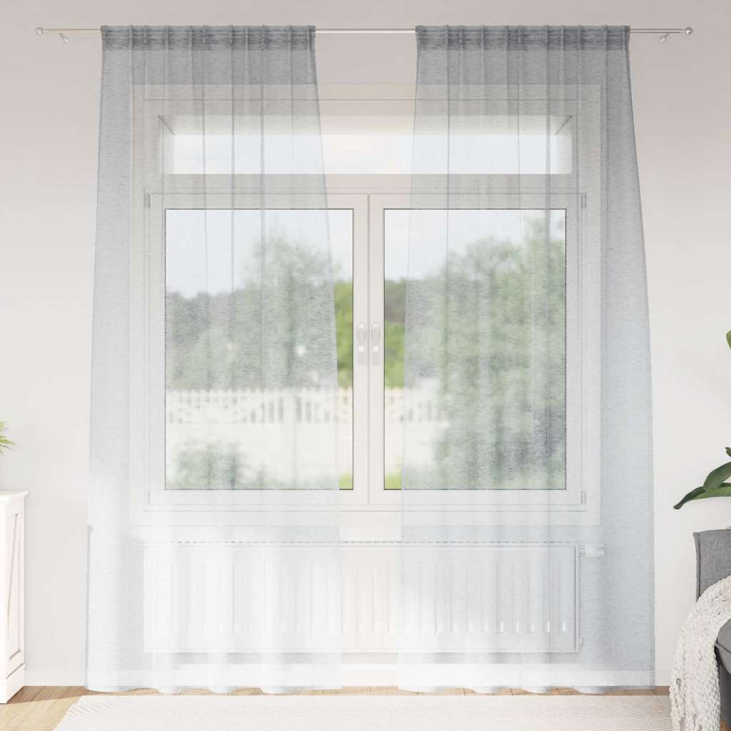 vidaXL Voile-Vorhang 2 pcs Dunkelgrau 245 x 140 cm Polyester