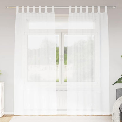 vidaXL Voile-Vorhang mit Vorhängen 2 pcs Weiß 225 x 140 cm Polyester