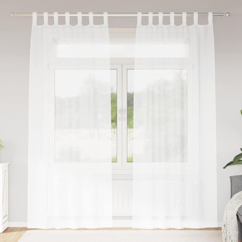 vidaXL Voile-Vorhang mit Vorhängen 2 pcs Weiß 260 x 140 cm Polyester