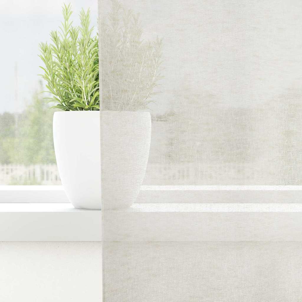vidaXL Voile-Vorhang mit Vorhängen 2 pcs Creme 140 x 140 cm Polyester