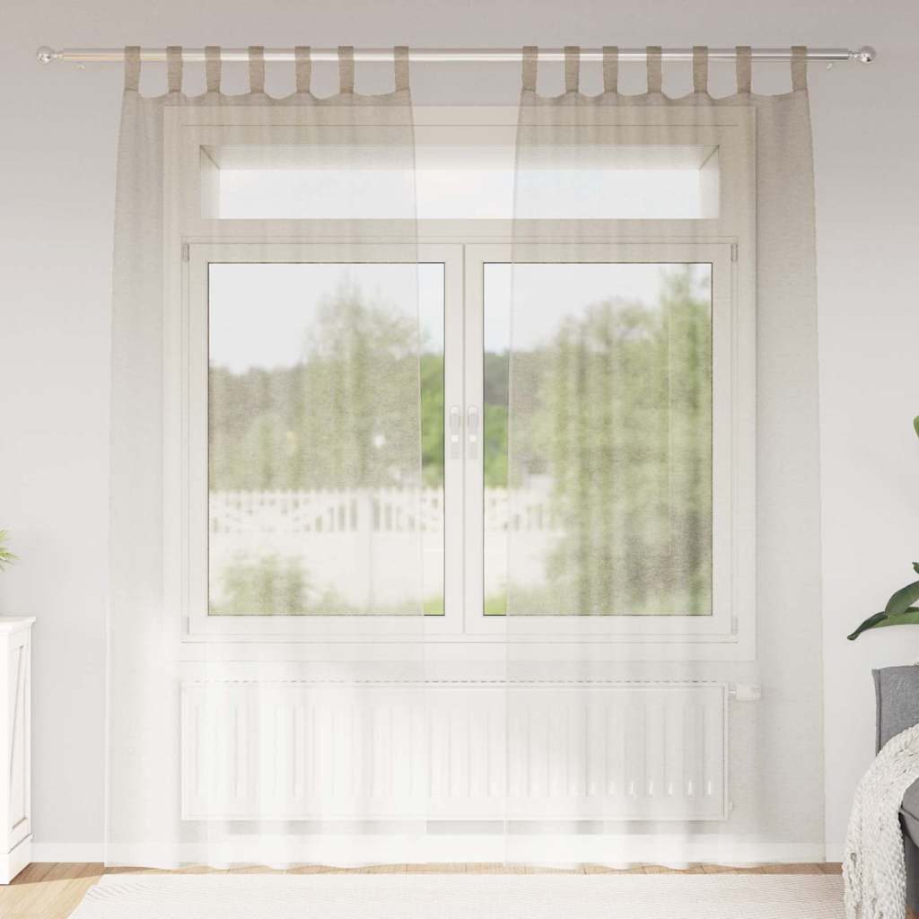 vidaXL Voile-Vorhang mit Vorhängen 2 pcs Sand 225 x 140 cm Polyester