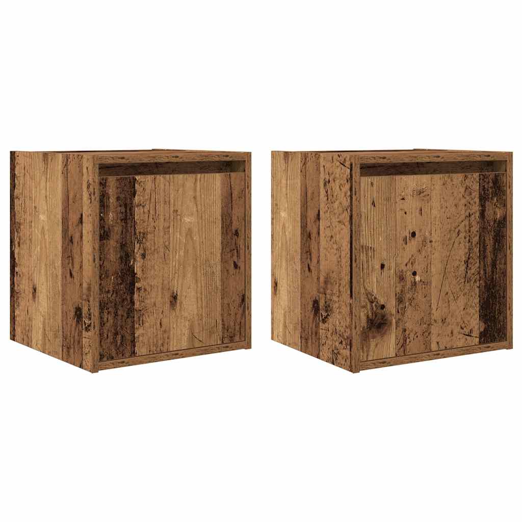 vidaXL Wand-Nachttische 2 Stk. Altholz-Optik 38x34x40 cm