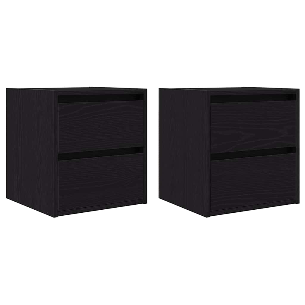 vidaXL Wand-Nachttische 2 Stk. Schwarz Eichen-Optik 38x34x40 cm
