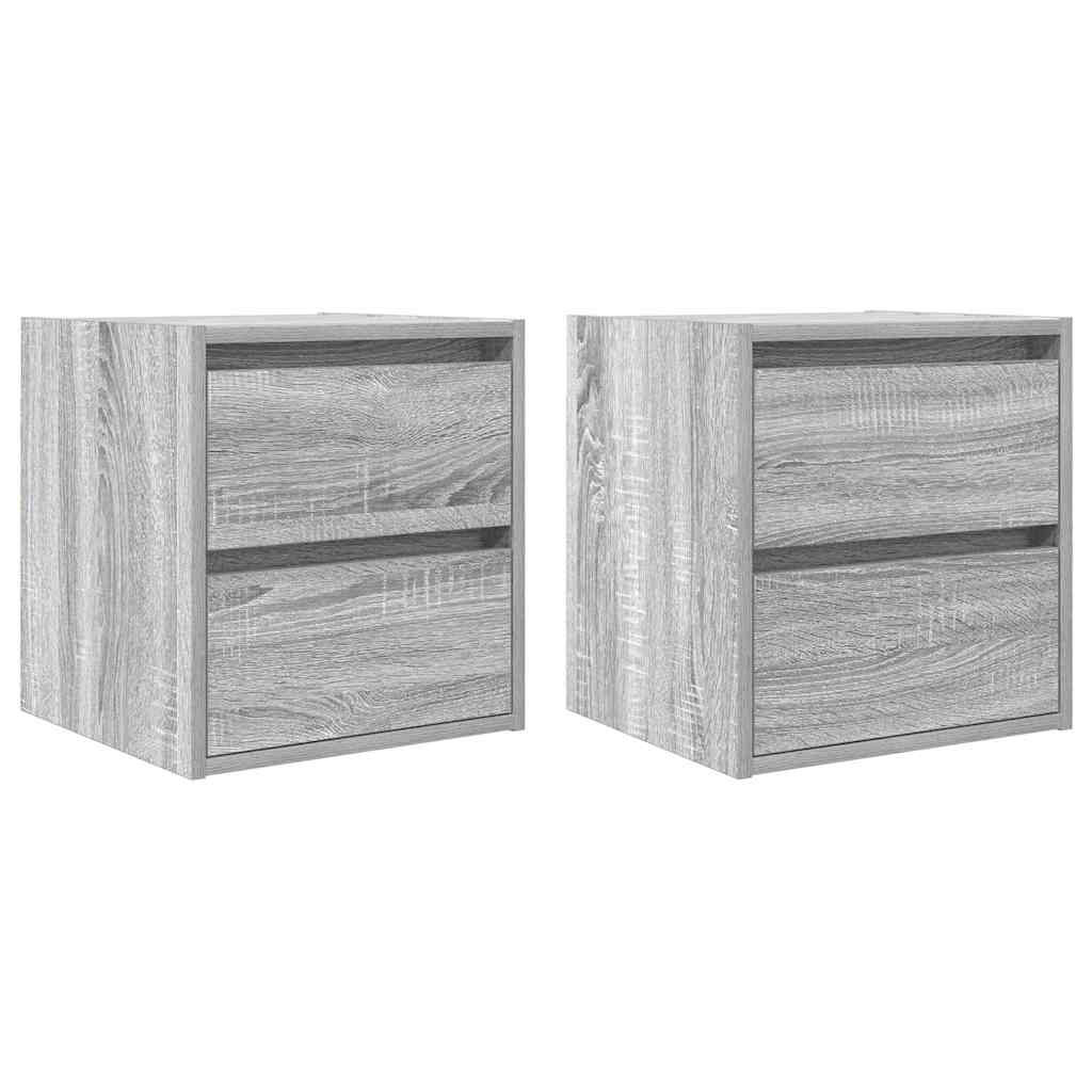 vidaXL Wand-Nachttische 2 Stk. Grau Sonoma 38x34x40 cm