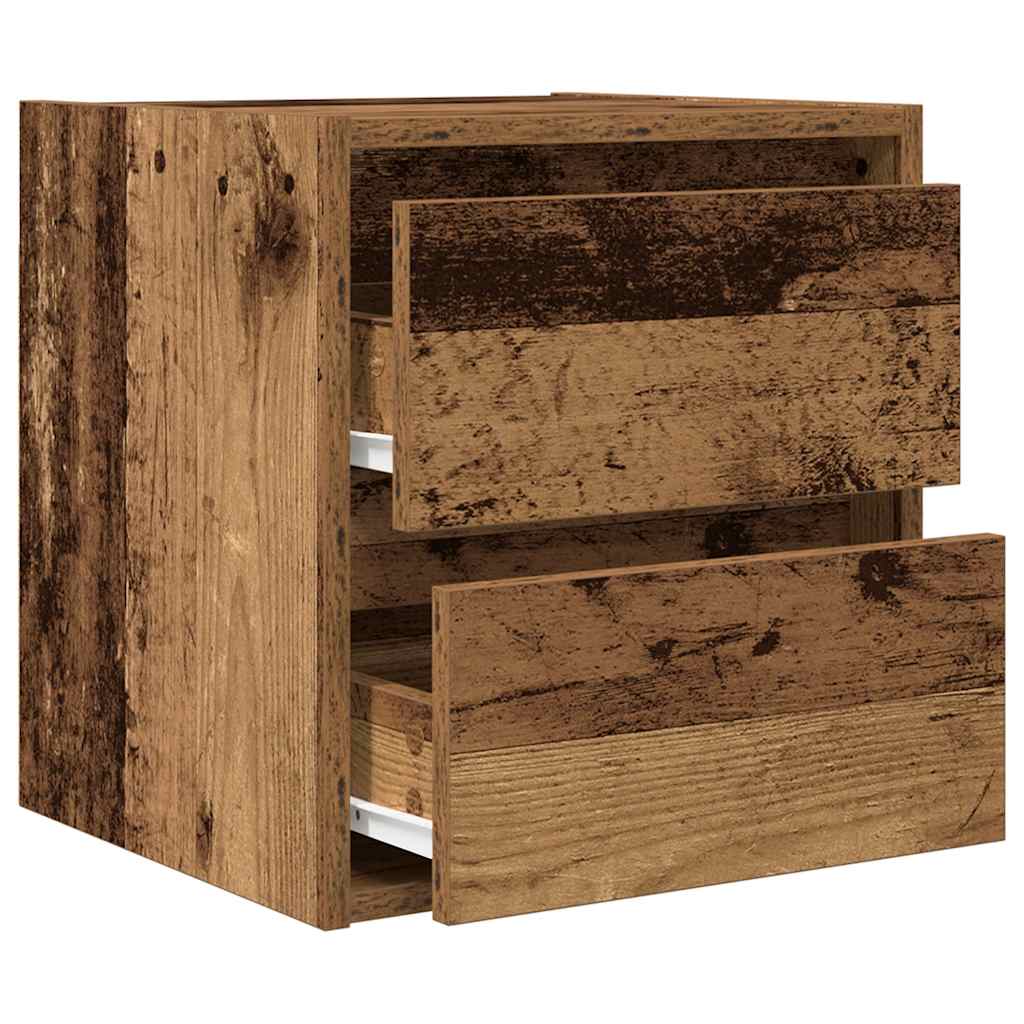 vidaXL Wand-Nachttische 2 Stk. Altholz-Optik 38x34x40 cm