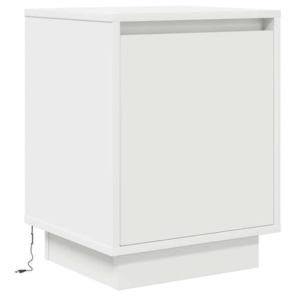 vidaXL Nachttisch mit LED-Leuchten Weiß 38x34x50 cm