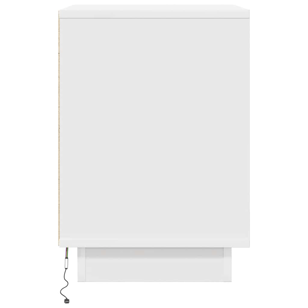 vidaXL Nachttisch mit LED-Leuchten Weiß 38x34x50 cm