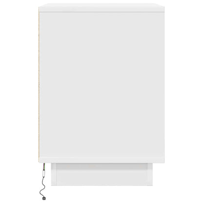 vidaXL Nachttisch mit LED-Leuchten Weiß 38x34x50 cm