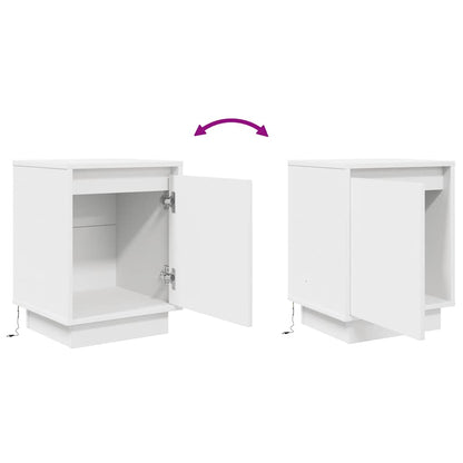 vidaXL Nachttisch mit LED-Leuchten Weiß 38x34x50 cm