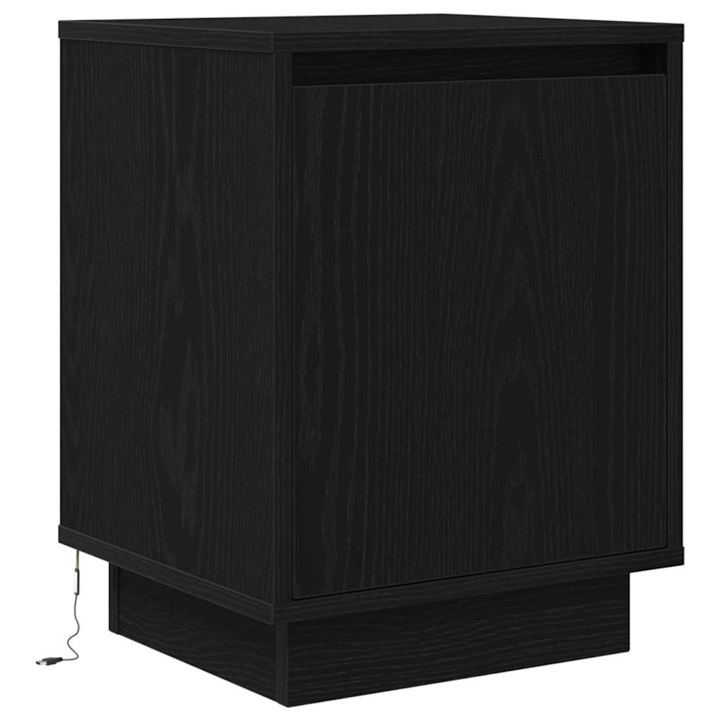 vidaXL Nachttisch mit LED-Leuchten Schwarz 38x34x50 cm