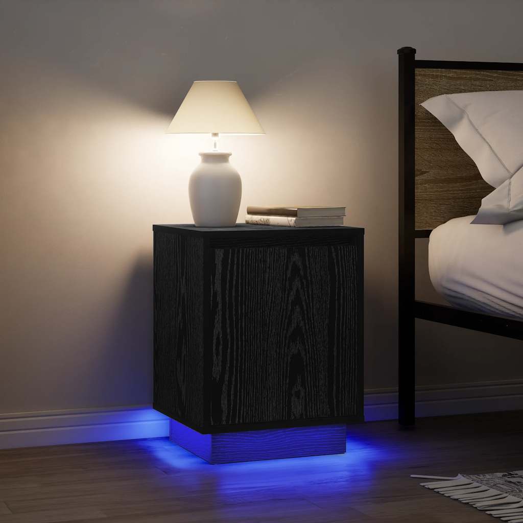 vidaXL Nachttisch mit LED-Leuchten Schwarz 38x34x50 cm