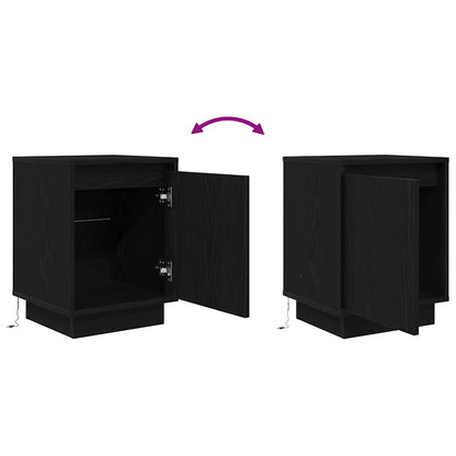 vidaXL Nachttisch mit LED-Leuchten Schwarz 38x34x50 cm
