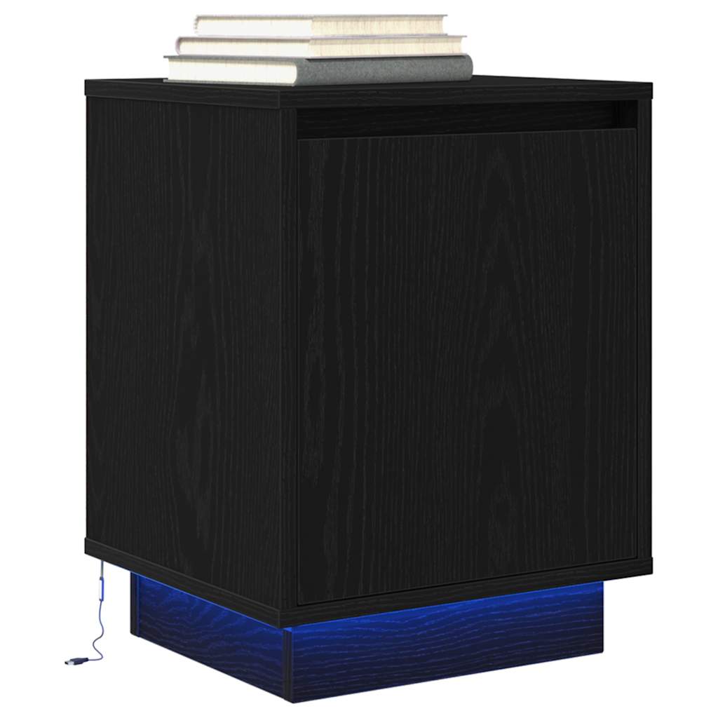 vidaXL Nachttische mit LED-Leuchten 2 Stk. Schwarz 38x34x50 cm