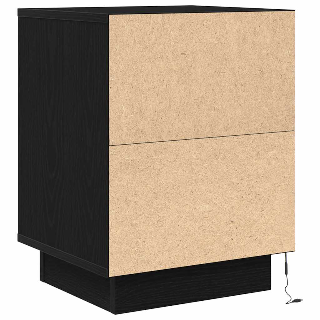 vidaXL Nachttische mit LED-Leuchten 2 Stk. Schwarz 38x34x50 cm