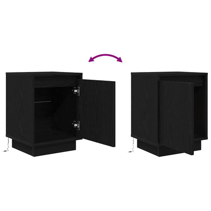 vidaXL Nachttische mit LED-Leuchten 2 Stk. Schwarz 38x34x50 cm