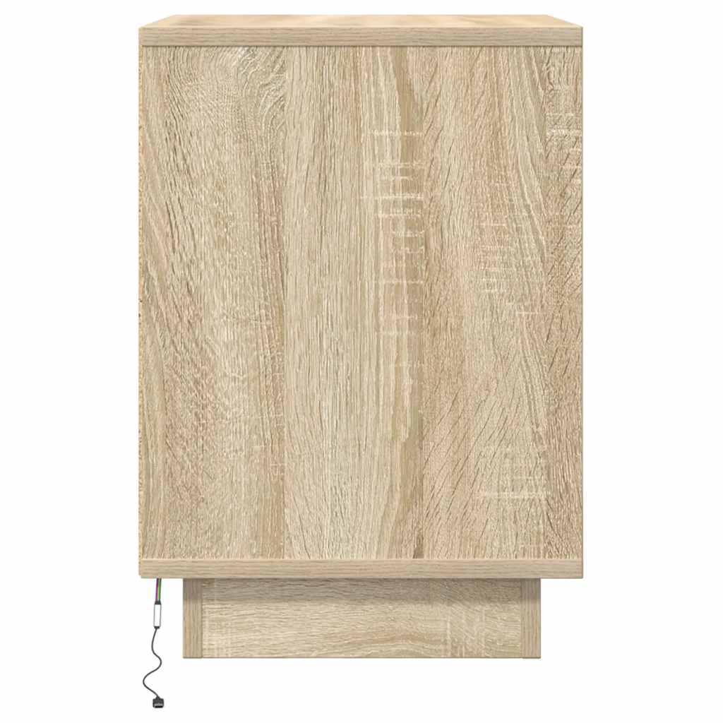 vidaXL Nachttisch mit LED-Leuchten Sonoma-Eiche 38x34x50 cm