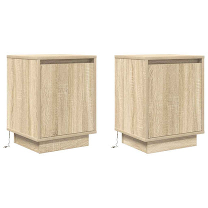 vidaXL Nachttische mit LED-Leuchten 2 Stk. Sonoma-Eiche 38x34x50 cm
