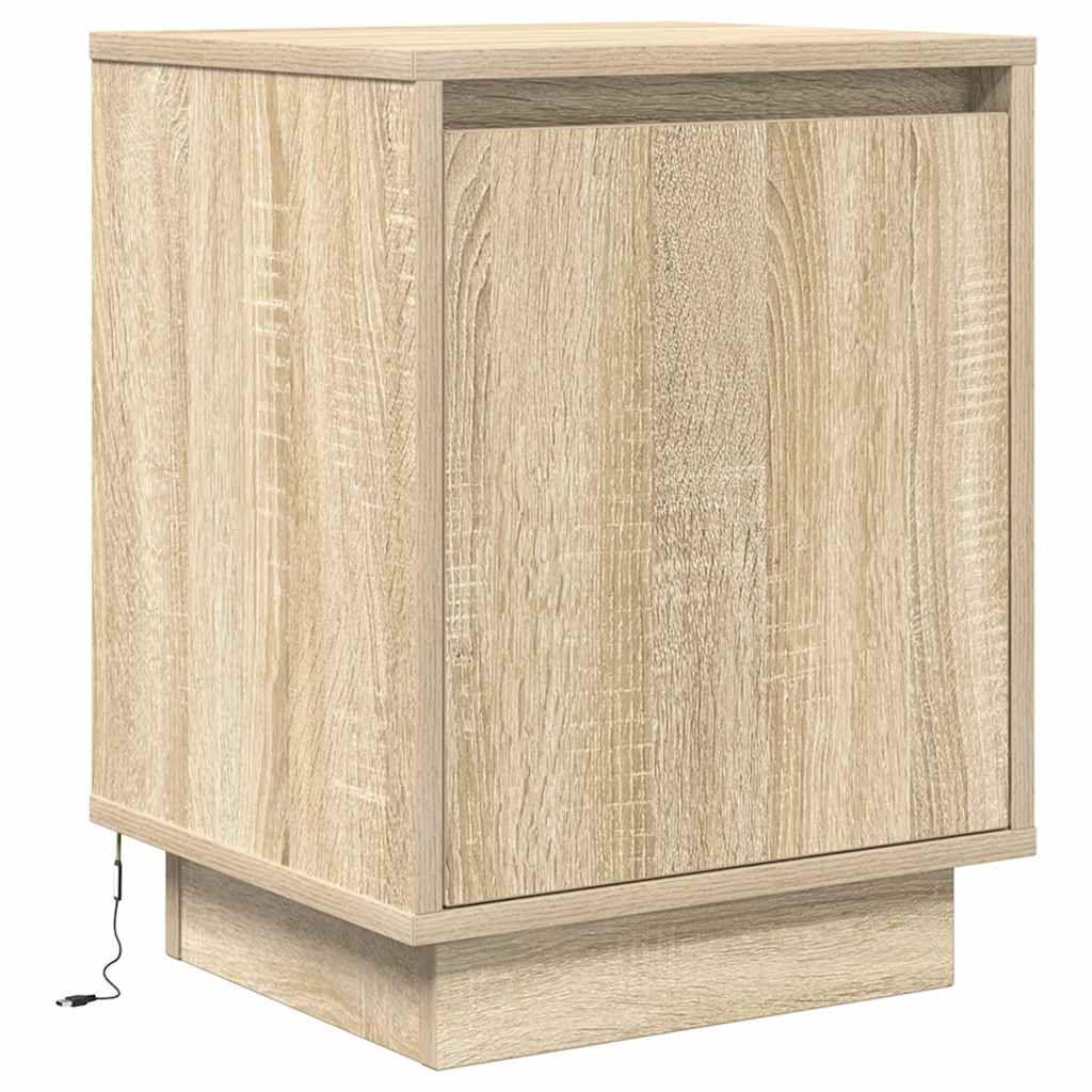 vidaXL Nachttische mit LED-Leuchten 2 Stk. Sonoma-Eiche 38x34x50 cm
